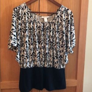 White House Black Market decorative floral top (L)